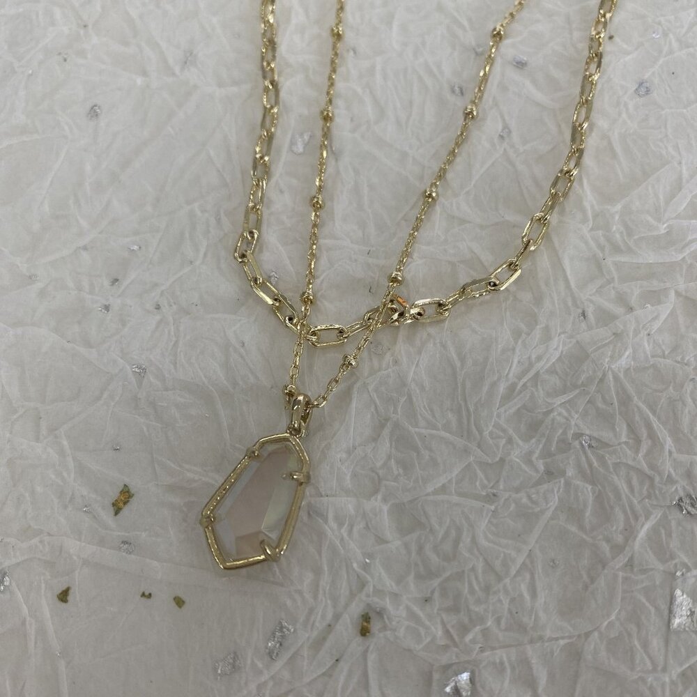 KENDRA SCOTT Alexandria • Gold Clear Rock Crystal Multi Strand Necklace